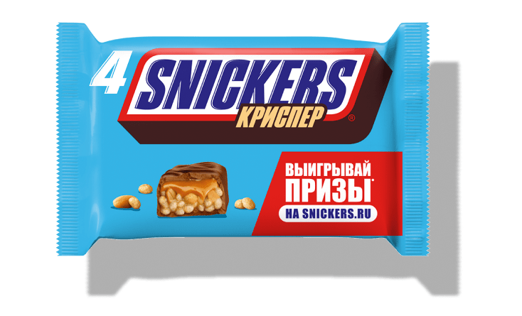 Батончик шоколадный Snickers, 50,5г. х 48шт., флоу пак, Марс, Россия, (КОД ), (+18°С)
